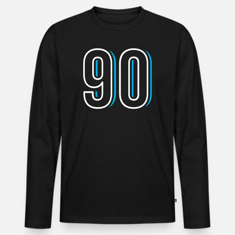 Nummer 90 - Neunzig - Männer Premium Bio Langarmshirt - Schwarz