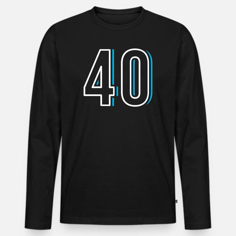 Nummer 40 - Vierzig - Männer Premium Bio Langarmshirt - Schwarz