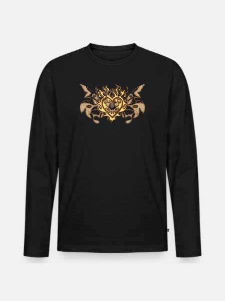 Wunderbare Herz-, Uhren- und Steampun-Zahnräder - Männer Premium Bio Langarmshirt - Schwarz