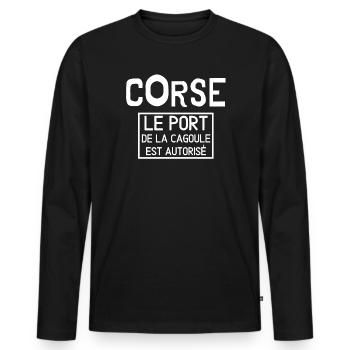 Corse, fierté Corse, j'aime la Corse - T-shirt manches longues Premium bio Homme - noir - Devant - Nico (187cm)