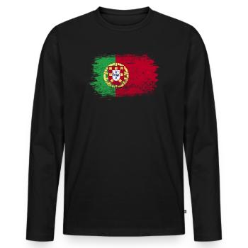 Art du drapeau du Portugal - T-shirt manches longues Premium bio Homme - noir - Devant - Nico (187cm)