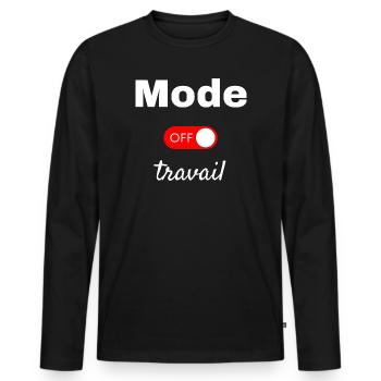 Mode travail off - T-shirt manches longues Premium bio Homme - noir - Devant - Nico (187cm)
