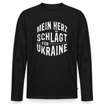 Mein herz schlägt für Ukraine - Männer Premium Bio Langarmshirt - Schwarz - Vorne - Nico (187cm)