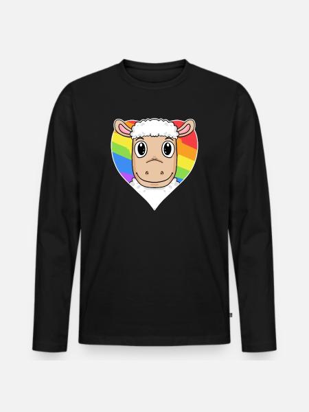 Schaf Lgbt Regenbogen Farben - Männer Premium Bio Langarmshirt - Schwarz