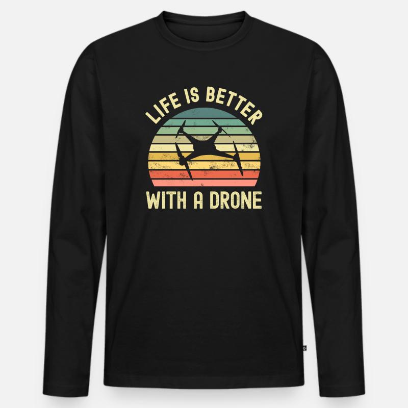 Drone - Männer Premium Bio Langarmshirt - Schwarz