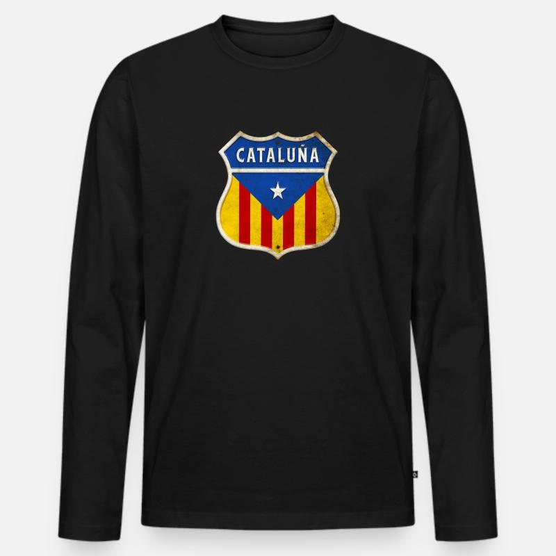 Katalonien Wappen Design - Männer Premium Bio Langarmshirt - Schwarz