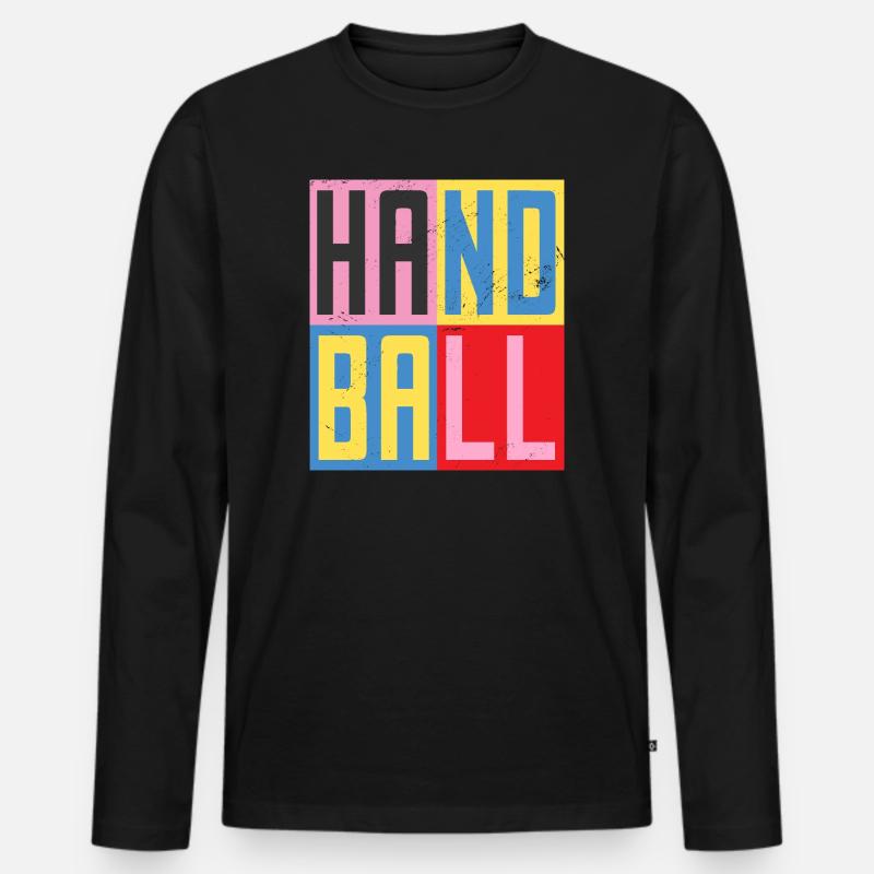 Handball Design - Männer Premium Bio Langarmshirt - Schwarz