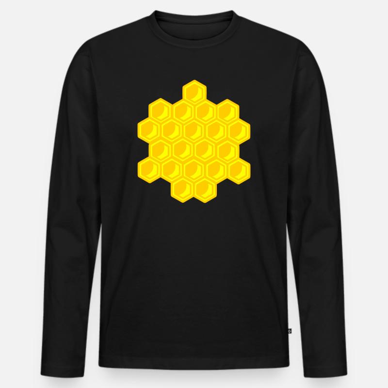 Wabe - Männer Premium Bio Langarmshirt - Schwarz