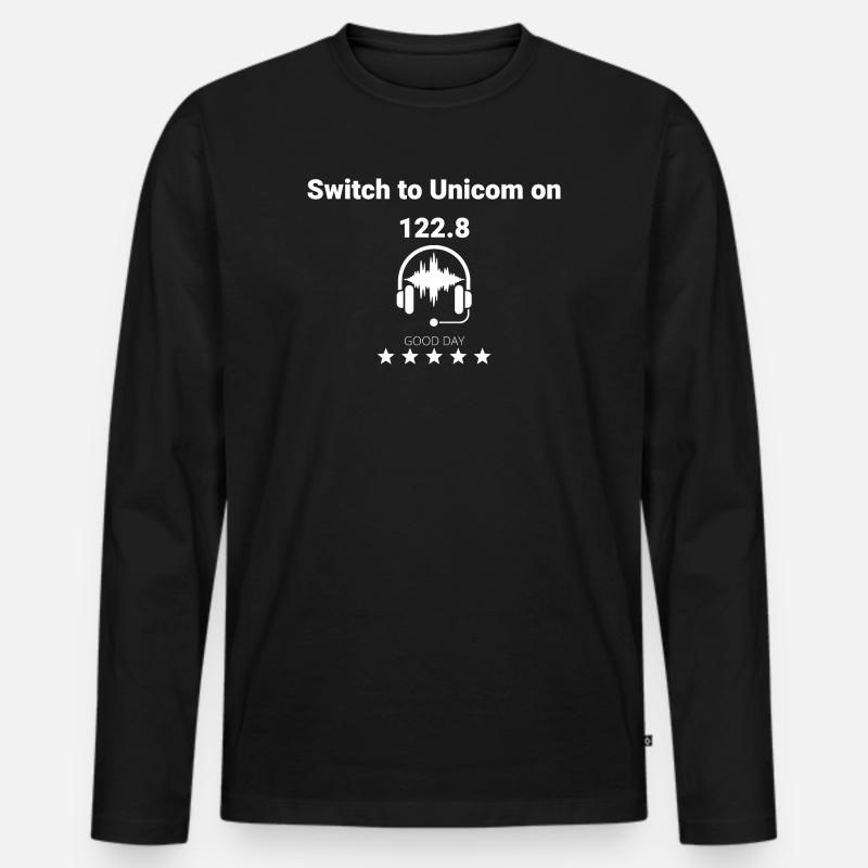 Piloten Funkspruch - Switch to Unicom - Männer Premium Bio Langarmshirt - Schwarz