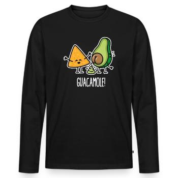 Lustige Avocado kackt Guacamole Tortilla-Chips - Männer Premium Bio Langarmshirt - Schwarz - Vorne - Nico (187cm)