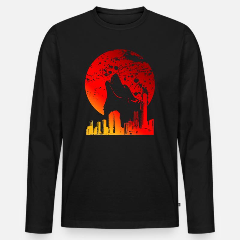 BLUTRAUCH | ROTE VOLLMOND-GESCHENKE - Männer Premium Bio Langarmshirt - Schwarz