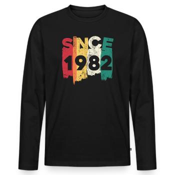 Since 1982 Rainbow Brush - Men's Premium Organic Long Sleeve Shirt - black - Front - Nico (187cm)