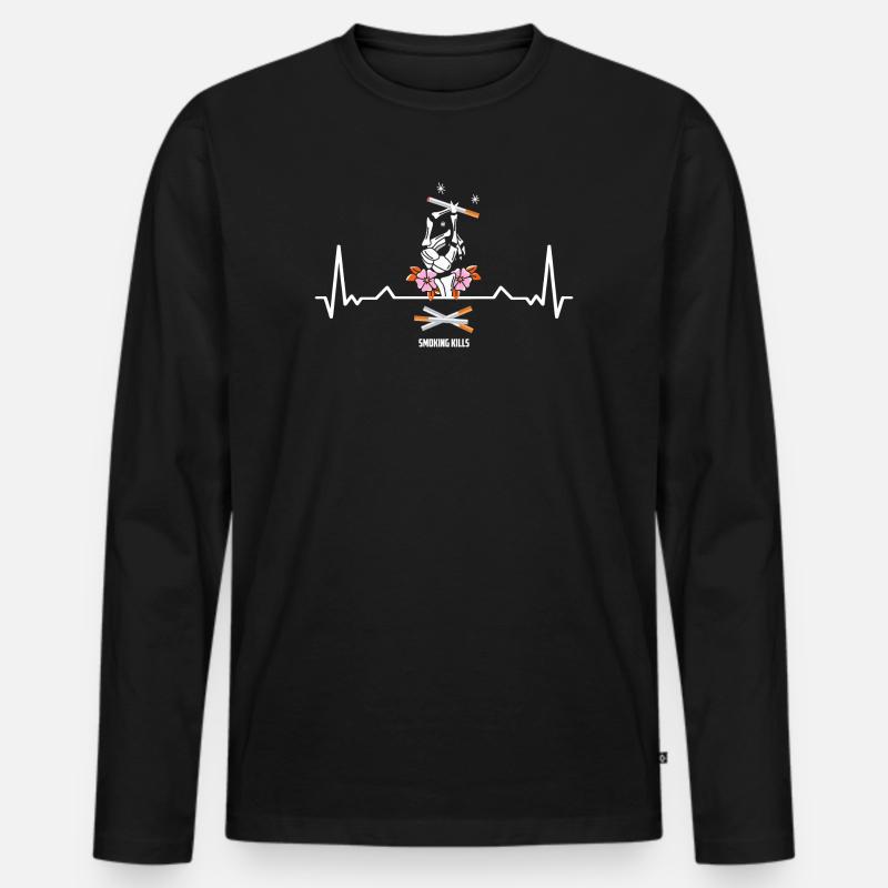 Rauchen kann tödlich sein - Männer Premium Bio Langarmshirt - Schwarz