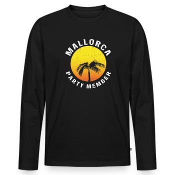 MALLORCA PARTY MEMBER - Männer Premium Bio Langarmshirt - Schwarz - Vorne - Nico (187cm)