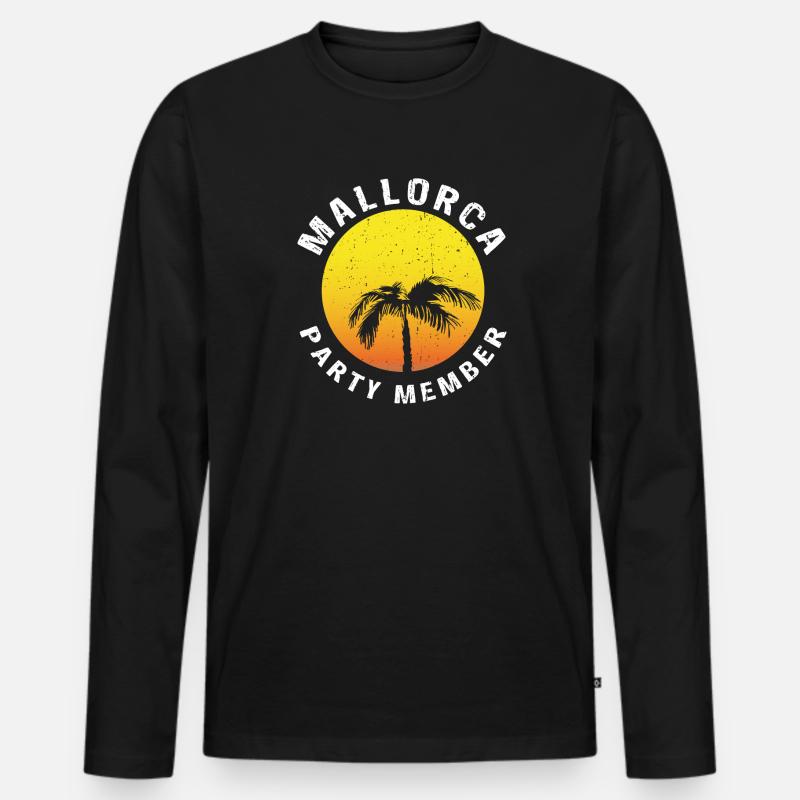 MALLORCA PARTY MEMBER - Männer Premium Bio Langarmshirt - Schwarz