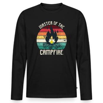 Maître du feu de camp - T-shirt manches longues Premium bio Homme - noir - Devant - Nico (187cm)