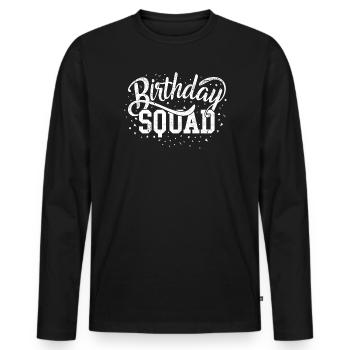 Escouade d’anniversaire Script audacieux - T-shirt manches longues Premium bio Homme - noir - Devant - Nico (187cm)
