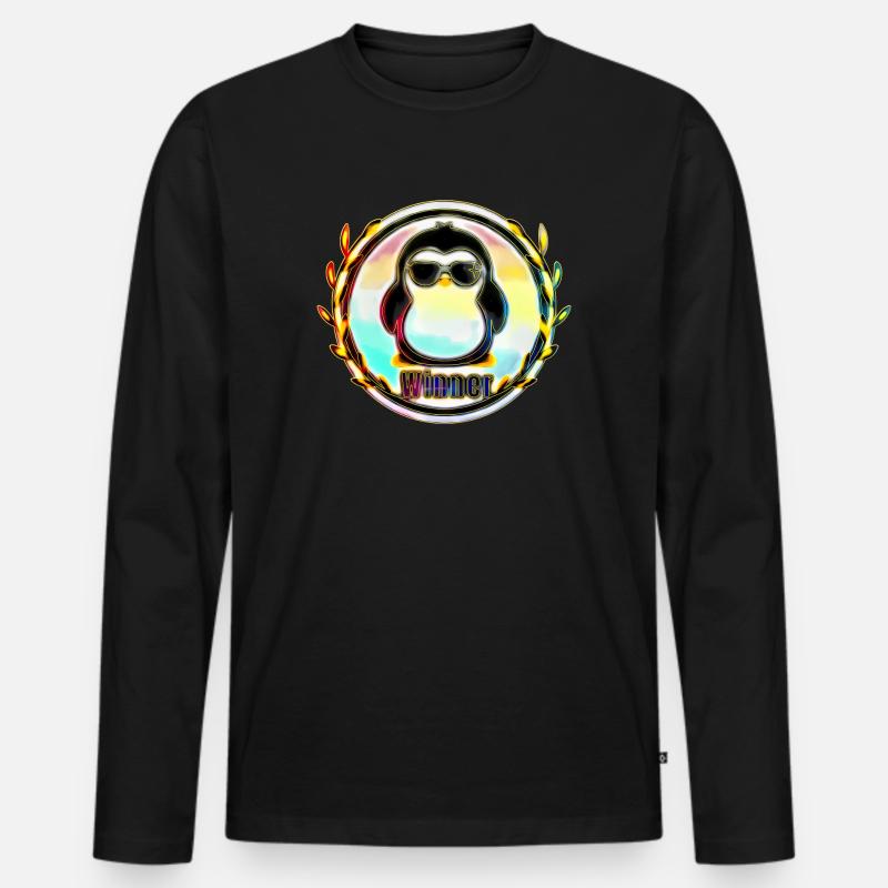 Sieger Pinguin Abzeichen - Männer Premium Bio Langarmshirt - Schwarz