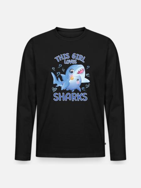 Cette fille aime les requins - T-shirt manches longues Premium bio Homme - noir