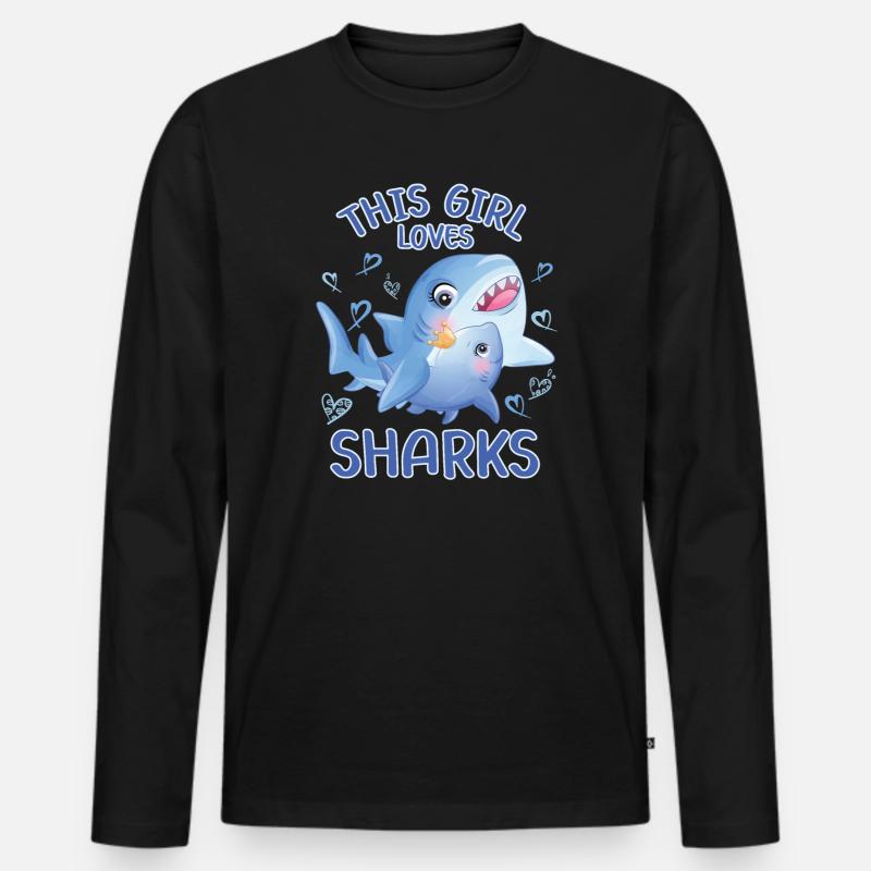 Dieses Maedchen Liebt Haie - Männer Premium Bio Langarmshirt - Schwarz