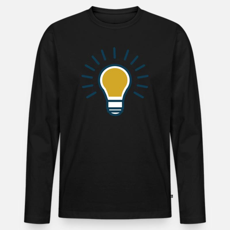 Idee Glühbirne (Vectorgraphic) - Männer Premium Bio Langarmshirt - Schwarz