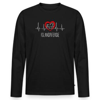 Pferdeliebe Herz Cool Spruch Islandpferde - Männer Premium Bio Langarmshirt - Schwarz - Vorne - Nico (187cm)