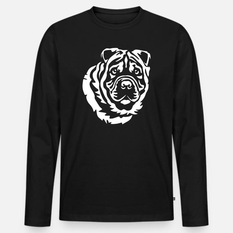 Shar-Pei Kopf "Black Edition" - Männer Premium Bio Langarmshirt - Schwarz