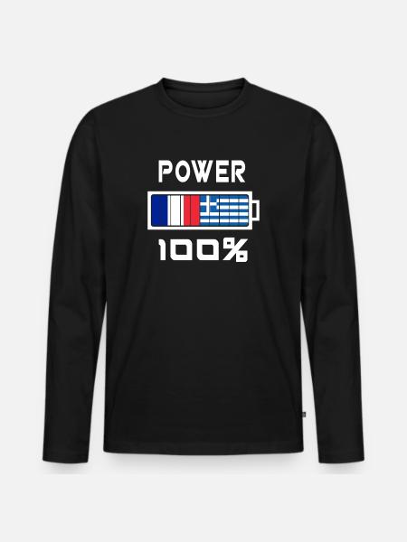 Greece and France feed 100% - Men's Premium Organic Long Sleeve Shirt - black