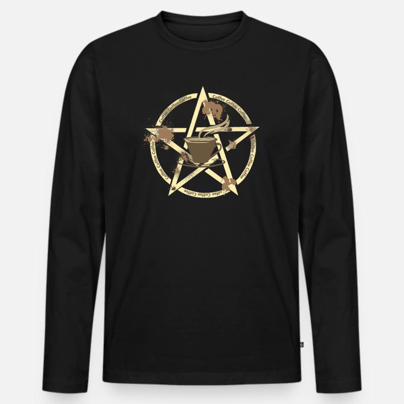 lustige kaffeesprüche, kaffeekult - Männer Premium Bio Langarmshirt - Schwarz