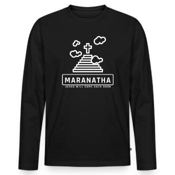 Jésus revient-tu es prêt Dieu, Christ - T-shirt manches longues Premium bio Homme - noir - Devant - Nico (187cm)