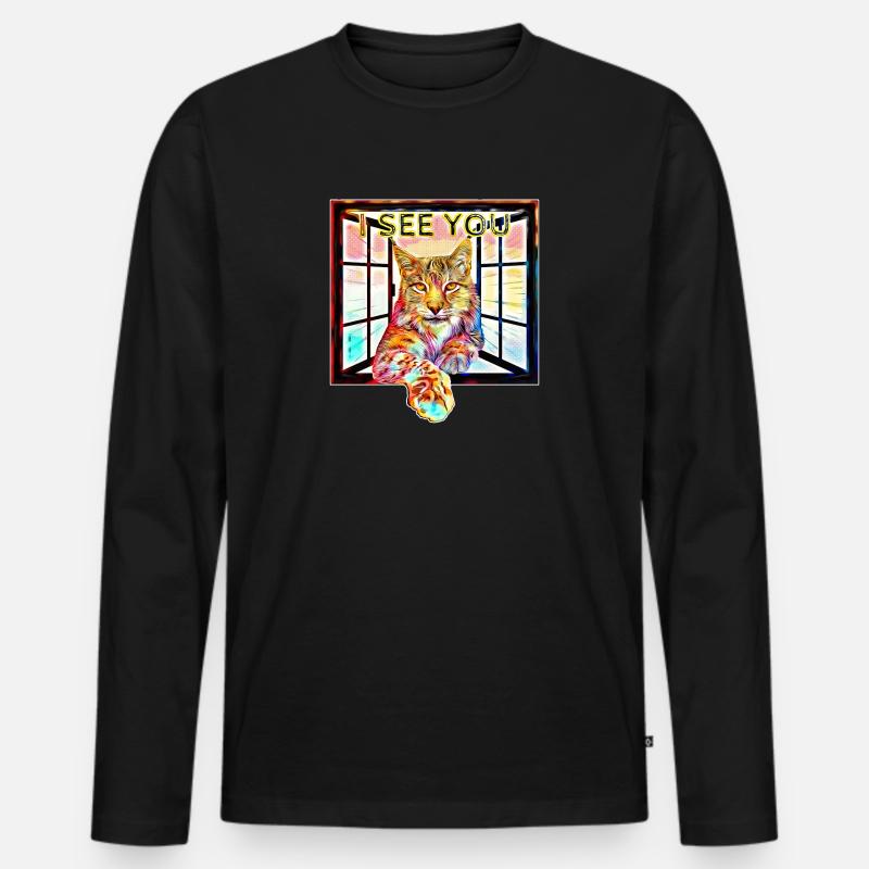 Der Luchs mit seinem Durchblick - Männer Premium Bio Langarmshirt - Schwarz