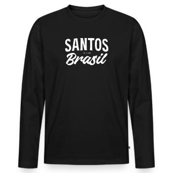 Santos Brasil Schriftzug - Männer Premium Bio Langarmshirt - Schwarz - Vorne - Nico (187cm)
