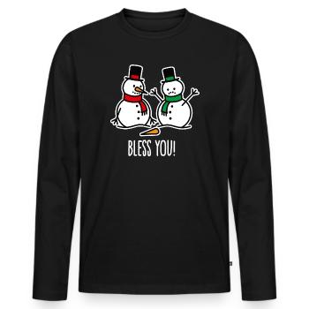 Gesundheit lustige Schneemann Cartoon Weihnachten - Männer Premium Bio Langarmshirt - Schwarz - Vorne - Nico (187cm)