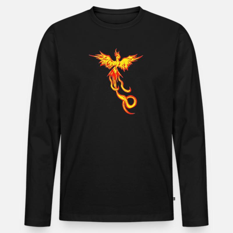 Feuervogel, fliegendes feuerwesen seite - Männer Premium Bio Langarmshirt - Schwarz