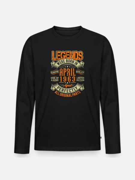 1963 April Birthday Legend - Men's Premium Organic Long Sleeve Shirt - black