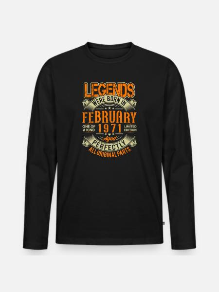 1971 February Birthday Legend - Men's Premium Organic Long Sleeve Shirt - black