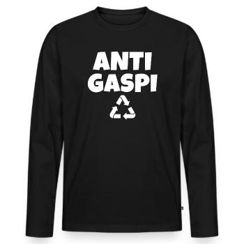 anti-gaspi, anti-gaspillage, recycler - T-shirt manches longues Premium bio Homme - noir - Devant - Nico (187cm)