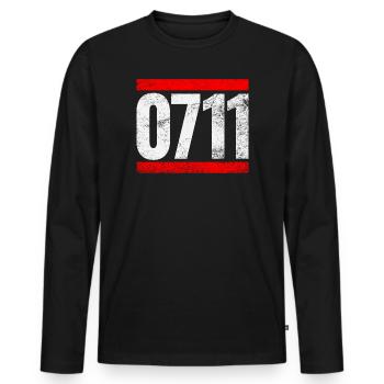 0711 Stuttgart, Allemagne - T-shirt manches longues Premium bio Homme - noir - Devant - Nico (187cm)