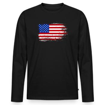 Coup de pinceau Drapeau américain - T-shirt manches longues Premium bio Homme - noir - Devant - Nico (187cm)