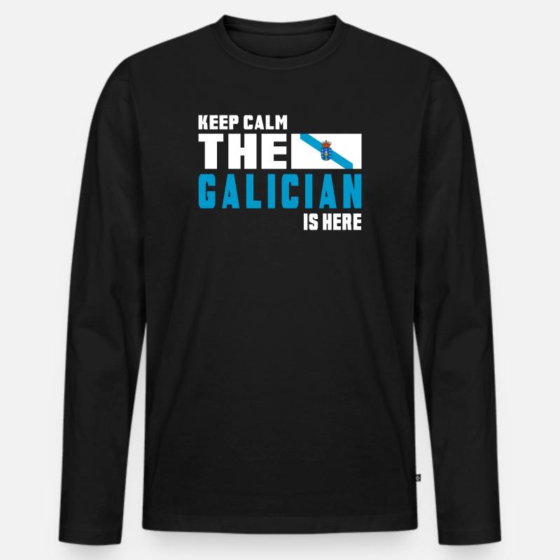 Keep calm Galicien Flaggen Design - Männer Premium Bio Langarmshirt - Schwarz