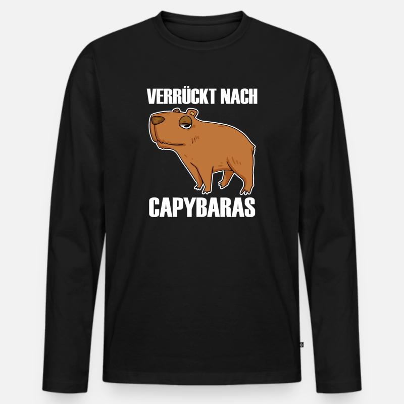 Capybara Wasserschwein - Männer Premium Bio Langarmshirt - Schwarz