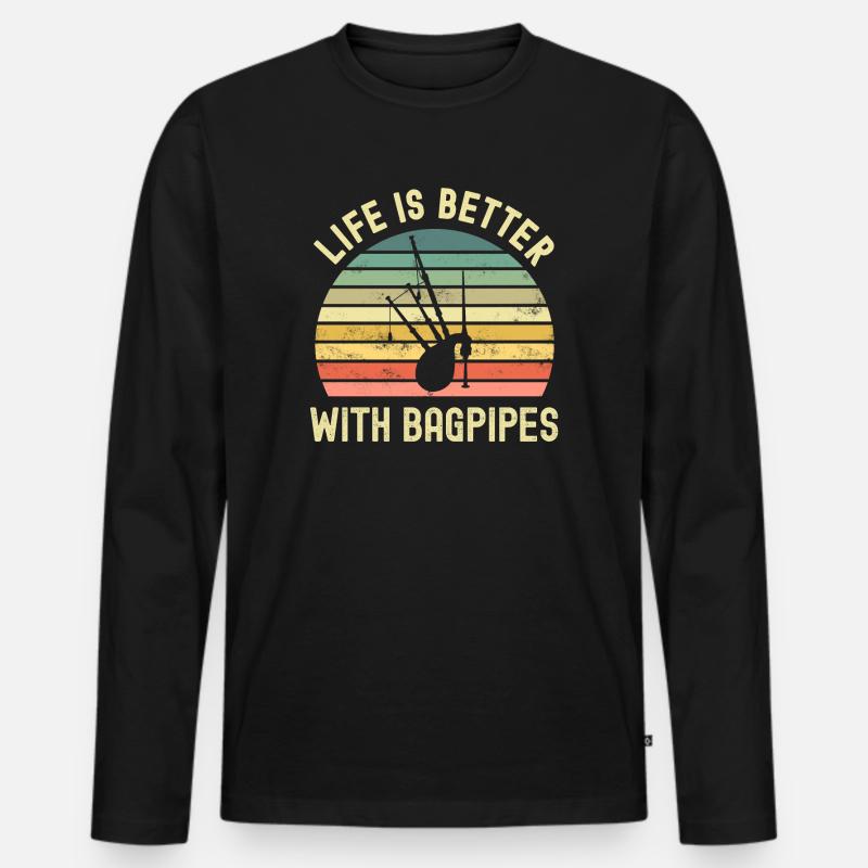 Dudelsack - Männer Premium Bio Langarmshirt - Schwarz