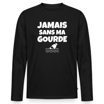 océan, non au plastique, écologie - T-shirt manches longues Premium bio Homme - noir - Devant - Nico (187cm)