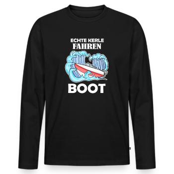 Boote Motorboot Kapitän Boot Seefahrt Geschenk - Männer Premium Bio Langarmshirt - Schwarz - Vorne - Nico (187cm)