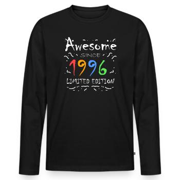 1996 - Jahrgang 1996 - Fantastisch seit 1996 - Männer Premium Bio Langarmshirt - Schwarz - Vorne - Nico (187cm)