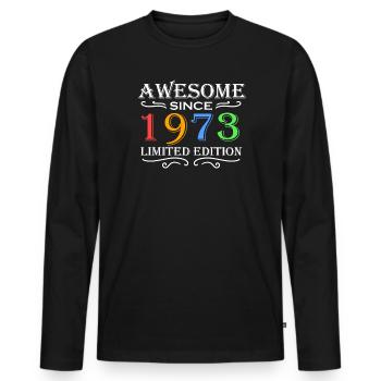 1973 - Jahrgang 1973 - Fantastisch seit 1973 - Männer Premium Bio Langarmshirt - Schwarz - Vorne - Nico (187cm)