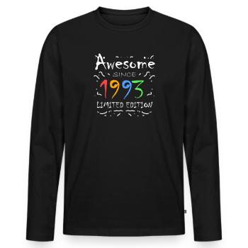 1993 - Jahrgang 1993 - Fantastisch seit 1993 - Männer Premium Bio Langarmshirt - Schwarz - Vorne - Nico (187cm)