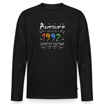 1992 - Jahrgang 1992 - Fantastisch seit 1992 - Männer Premium Bio Langarmshirt - Schwarz - Vorne - Nico (187cm)