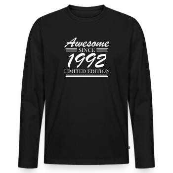 1992 - Männer Premium Bio Langarmshirt - Schwarz - Vorne - Nico (187cm)