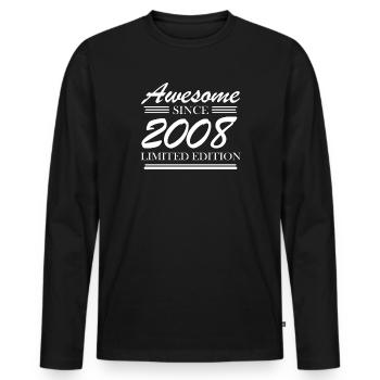 2008 - Jahrgang 2008 - Fantastisch seit 2008 - Männer Premium Bio Langarmshirt - Schwarz - Vorne - Nico (187cm)